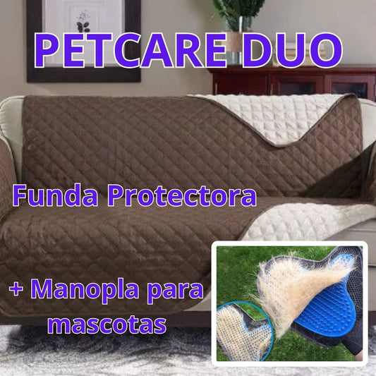 PetCare Duo 🐾 Funda protectora resistente a pelos y rasguños y Manopla para pelos.